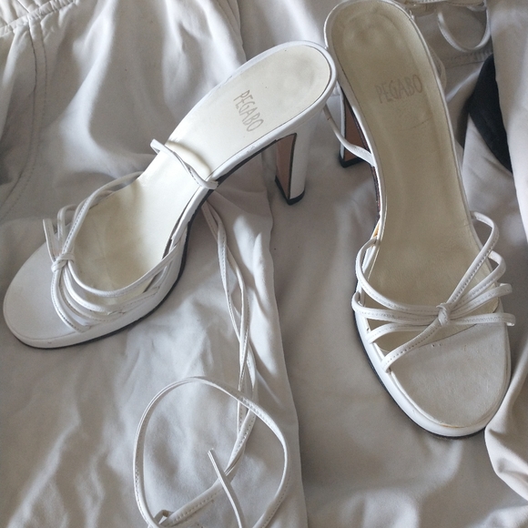 Vintage PEGABO Strappy White Heels - Picture 3 of 11